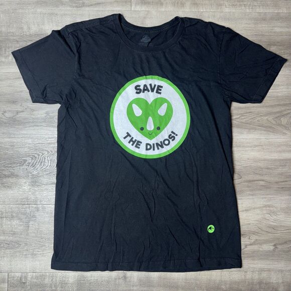 Jurassic World JP Dinosaur Save The Dinos Adult Size Large Cute T-shirt Black - Picture 1 of 4